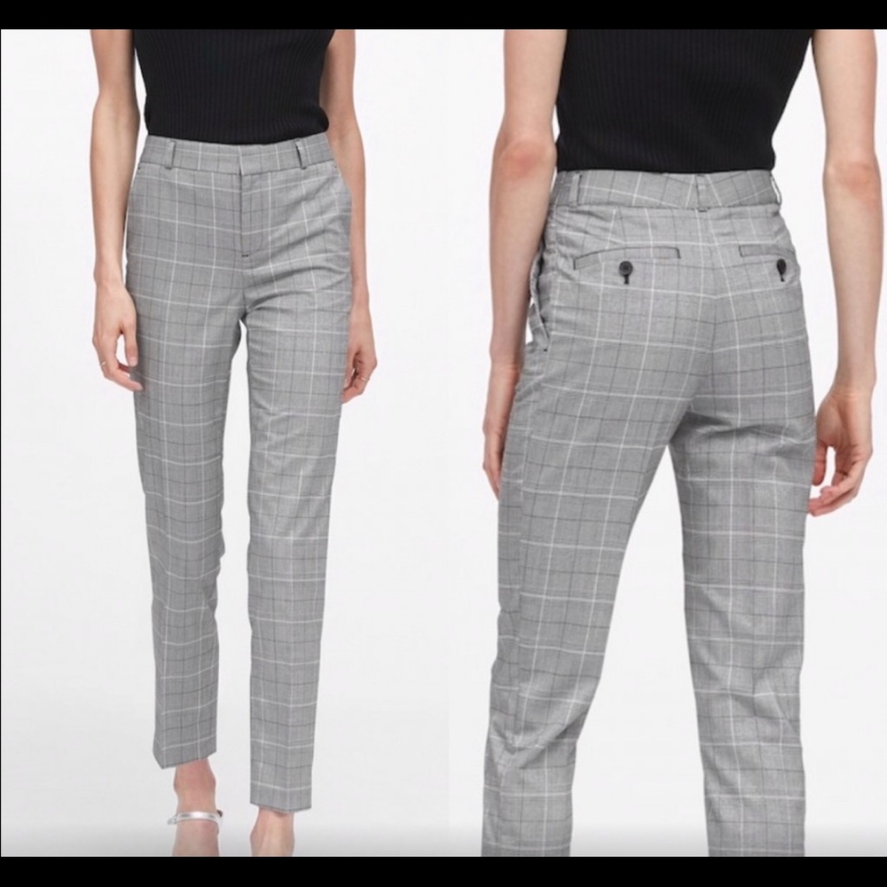 Crop Banana Republic Avery pants - plaid with silver threads